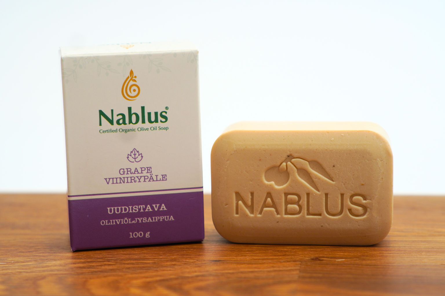 Nablus yrttisaippua - Viinirypäle Nablus luomuoliiviöljy palasaippua - Viinirypäle